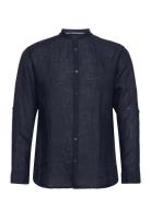 Slhregkylian-Linen Shirt Ls Band Tops Shirts Casual Navy Selected Homm...