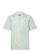 Tjm Linen Blend Camp Shirt Ext Tops Shirts Short-sleeved Green Tommy J...