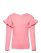 Frilla Shirt Tops T-shirts Long-sleeved T-shirts Pink Gugguu