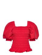 Rikka Top Tops Blouses Short-sleeved Red A-View