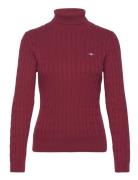 GANT Stretch Cotton Cable Turtleneck Röd