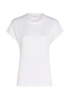 Calvin Klein Linen Blend C-Nk Top Ss Vit