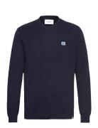 Etienne Patch Knit Tops Knitwear Round Necks Navy Les Deux