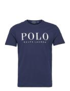 Custom Slim Fit Logo Jersey T-Shirt Tops T-shirts Short-sleeved Blue P...