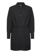 Linen Blend Shirt Dress Kort Klänning Black Gina Tricot