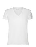 Mschfenya Modal V Neck Tee Tops T-shirts & Tops Short-sleeved White MS...