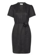 Linen Dress Kort Klänning Black Rosemunde