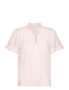 Blouse W/Ruffles Tops Blouses Short-sleeved Pink Rosemunde
