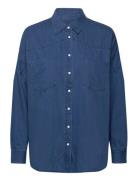 Zaves Chambray Denim Shirt Tops Shirts Long-sleeved Blue French Connec...