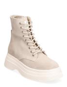Gaja Bootie Shoes Boots Ankle Boots Laced Boots Beige Steve Madden