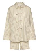 Stripel Set Shirt+Shorts Pyjamas Beige Becksöndergaard