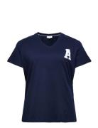 Carelodie Ss V-Neck Tee Jrs Tops T-shirts Short-sleeved Navy ONLY Carm...