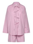 Stripel Set Shirt+Shorts Pyjamas Pink Becksöndergaard