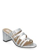 Bianco Biabelle High Heeled Mule Metallic Leather Silver