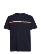 Chest Stripe Tee Tops T-shirts Short-sleeved Blue Tommy Hilfiger