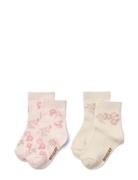 2 Pk Pattern Luna Socks Sockor Strumpor Pink Wheat