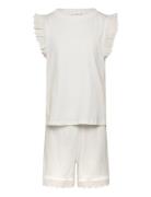 Ruffled Cotton Pyjamas Pyjamas Set White Mango