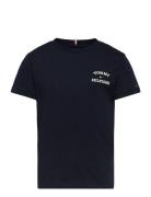 Th Logo Tee S/S Tops T-shirts Short-sleeved Black Tommy Hilfiger