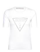 Kayla Logo Rn Ss Swtr Tops T-shirts & Tops Short-sleeved White GUESS J...