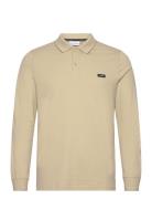 Stretch Pique Tipping Ls Polo Tops Polos Long-sleeved Beige Calvin Kle...