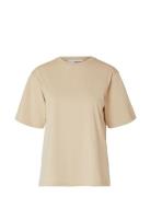 Slflisa Hankie Ss O-Neck Tee Tops T-shirts & Tops Short-sleeved Beige ...