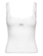 Woven Label Rib Tank Tops T-shirts & Tops Sleeveless White Calvin Klei...