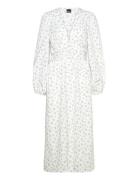 Structure Midi Boho Dress Knälång Klänning White Gina Tricot