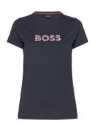 C_Elogo_Print6 Tops T-shirts Short-sleeved Blue BOSS