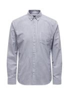 ONLY & SONS Onsremy Ls Reg Wash Stripe Oxford Shirt Blå