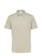 Selected Homme Slhrelax-Terry Ss Zip Polo Ex Beige