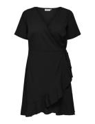 Carlivia S/S Wrap Knee Dress Wvn Noos Kort Klänning Black ONLY Carmako...