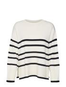 Vero Moda Vmsaba Ls O-Neck Stripe Pullover Ga Noos Kräm