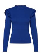 Onlsia Sally Ruffle Ls Pullover Knt Tops Knitwear Jumpers Blue ONLY