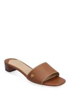 Fay Tumbled Leather Sandal Sandal Med Klack Brown Lauren Ralph Lauren