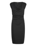 Chain-Trim Stretch Jersey Cowlneck Dress Kort Klänning Black Lauren Ra...