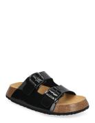 Sl Noelle 24 Pu Leather Platta Sandaler Black Scholl