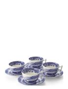 Blue Italian Teacup & Saucer 4-Pack Home Tableware Cups & Mugs Tea Cup...