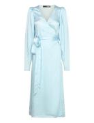 Textured Midi Wrap Dress Dresses Wrap Dresses Blue ROTATE Birger Chris...