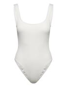 Shirred Swimsuit Baddräkt Badkläder White Gina Tricot