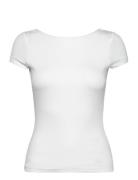 Soft Touch Low Back Top Tops T-shirts & Tops Short-sleeved White Gina ...