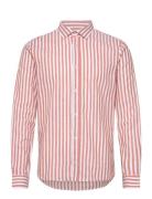 Clean Cut Copenhagen Jamie Cotton Linen Striped Shirt Ls Orange