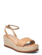 Leona Nappa Leather Espadrille Sandalette Med Klack Espadrilles Beige ...