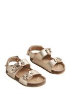 Wheat Sandal Cork Open Toe Clare Flowers Guld