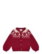 Cardigan Fairisle Tops Knitwear Cardigans Red Lindex