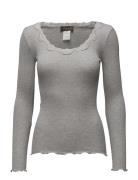 Rosemunde Rwbabette Ls U-Neck Lace T-Shirt Grå