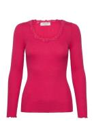 Rosemunde Rwbabette Ls U-Neck Lace Top Rosa