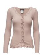 Rwbabette Ls V-Neck Regular Lace Ca Tops Knitwear Cardigans Pink Rosem...