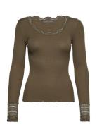 Rosemunde Rwbenita Ls O-Neck Lace T-Shirt Grön