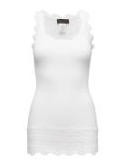 Silk Top W/ Lace Tops T-shirts & Tops Sleeveless White Rosemunde