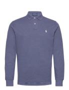 Custom Slim Fit Indigo Mesh Polo Shirt Tops Polos Long-sleeved Blue Po...